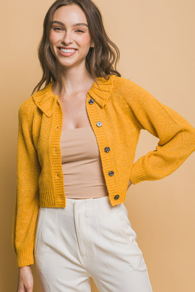 Short collard sweater - Yellow