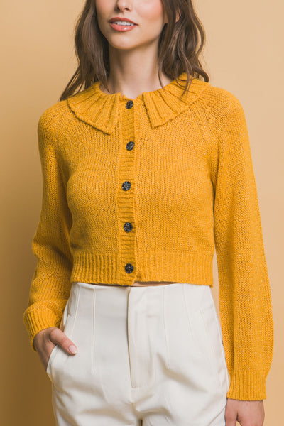 Short collard sweater - Yellow