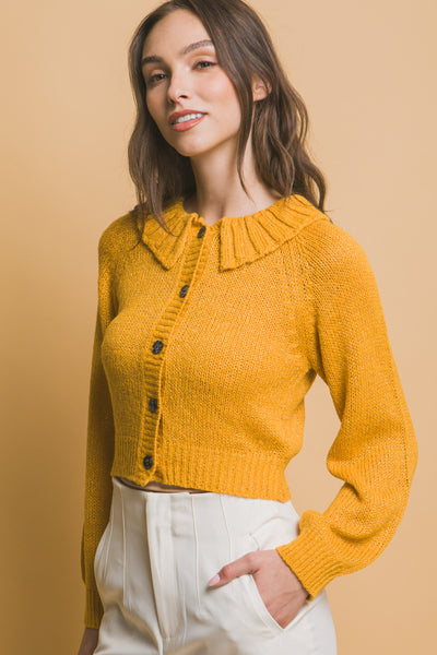 Short collard sweater - Yellow