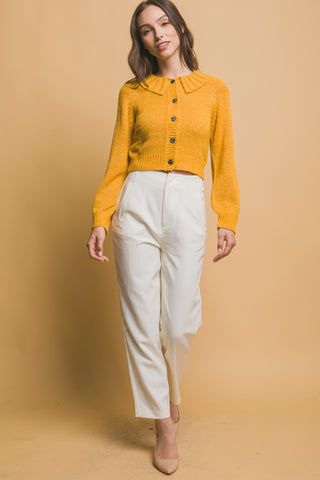 Short collard sweater - Yellow