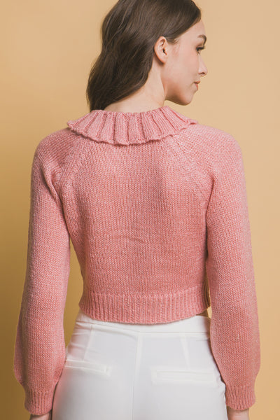 Short collard sweater - Pink